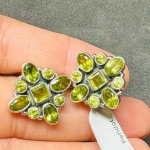 Peridot and 925 Sterling Silver Earrings.